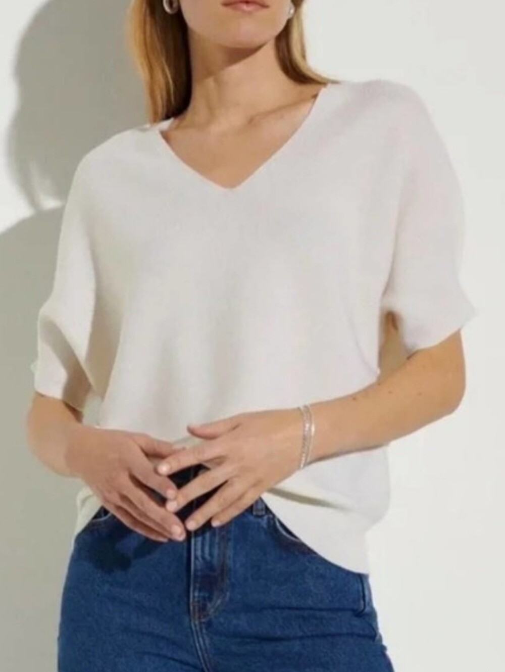 The Reset R Label Essential V-Neck Wool Jumper Sweater Beige Taupe Size XS